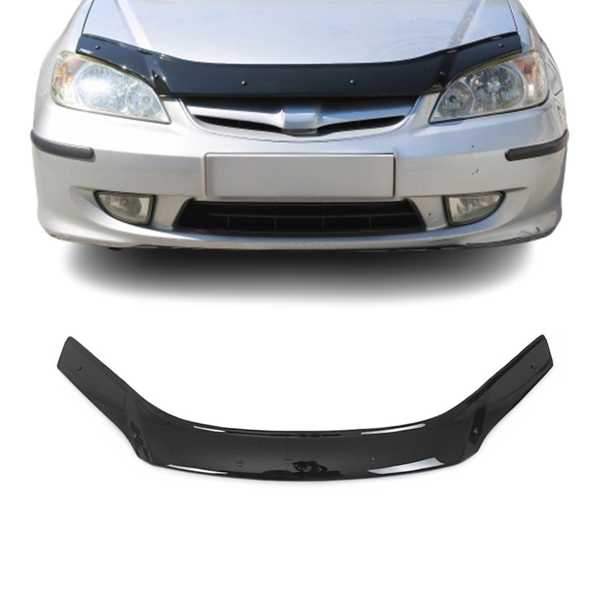 Honda Civic Hood Deflector - Omac - Acrylic - Black - '02-'06